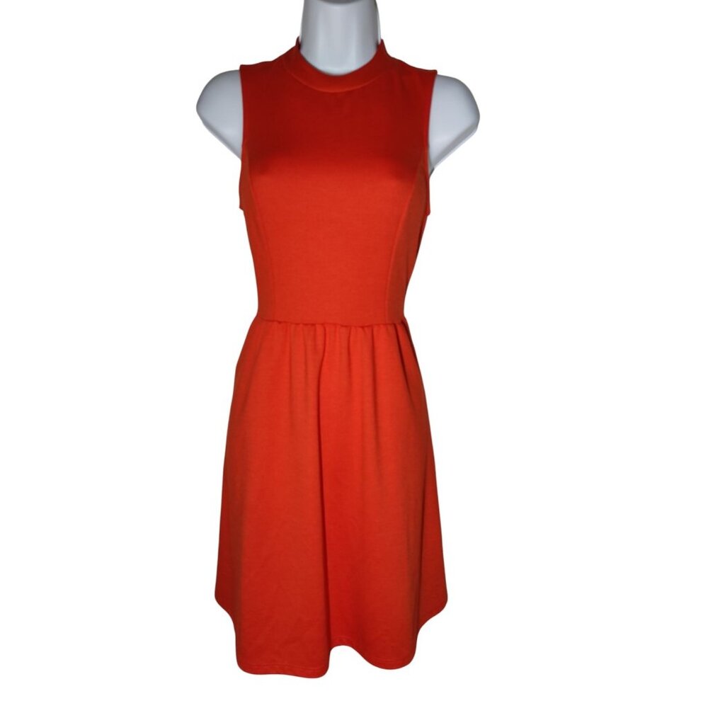 Bar III Orange Fit & Flare Sleevelessโ Knee Length Stretch Dress XS